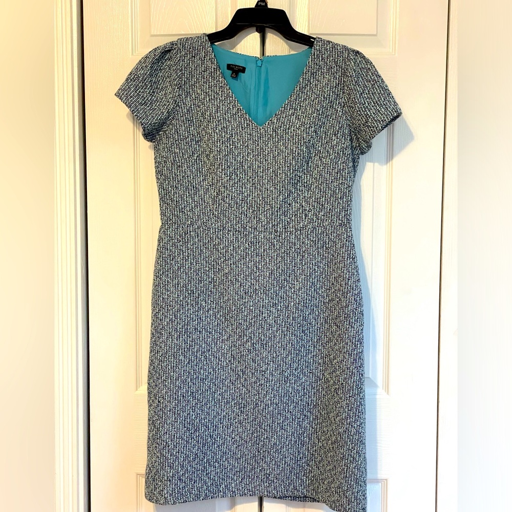Talbots Teal and White Textured Midi Dress